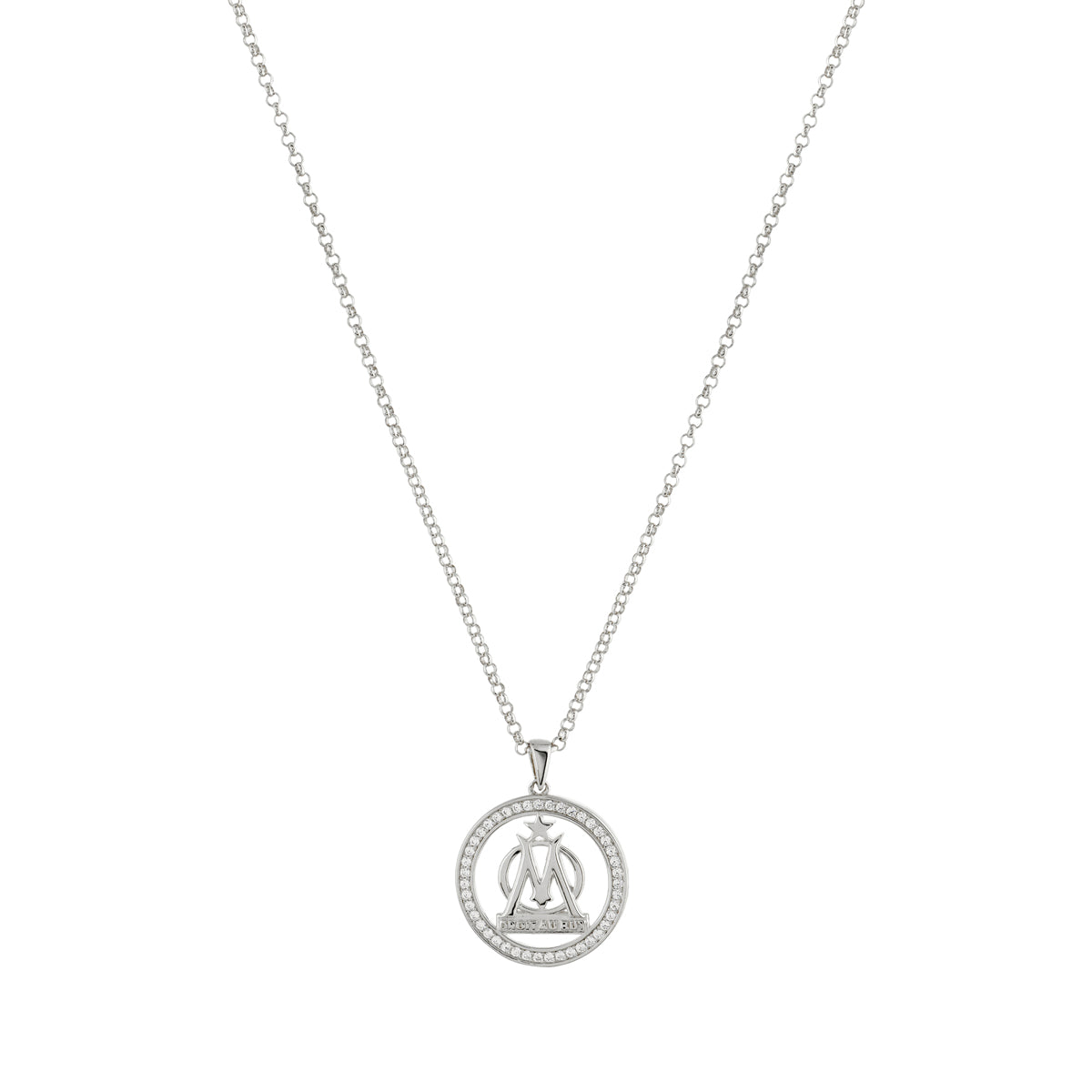 Collier pendentif rond argent Collection Olympique de Marseille