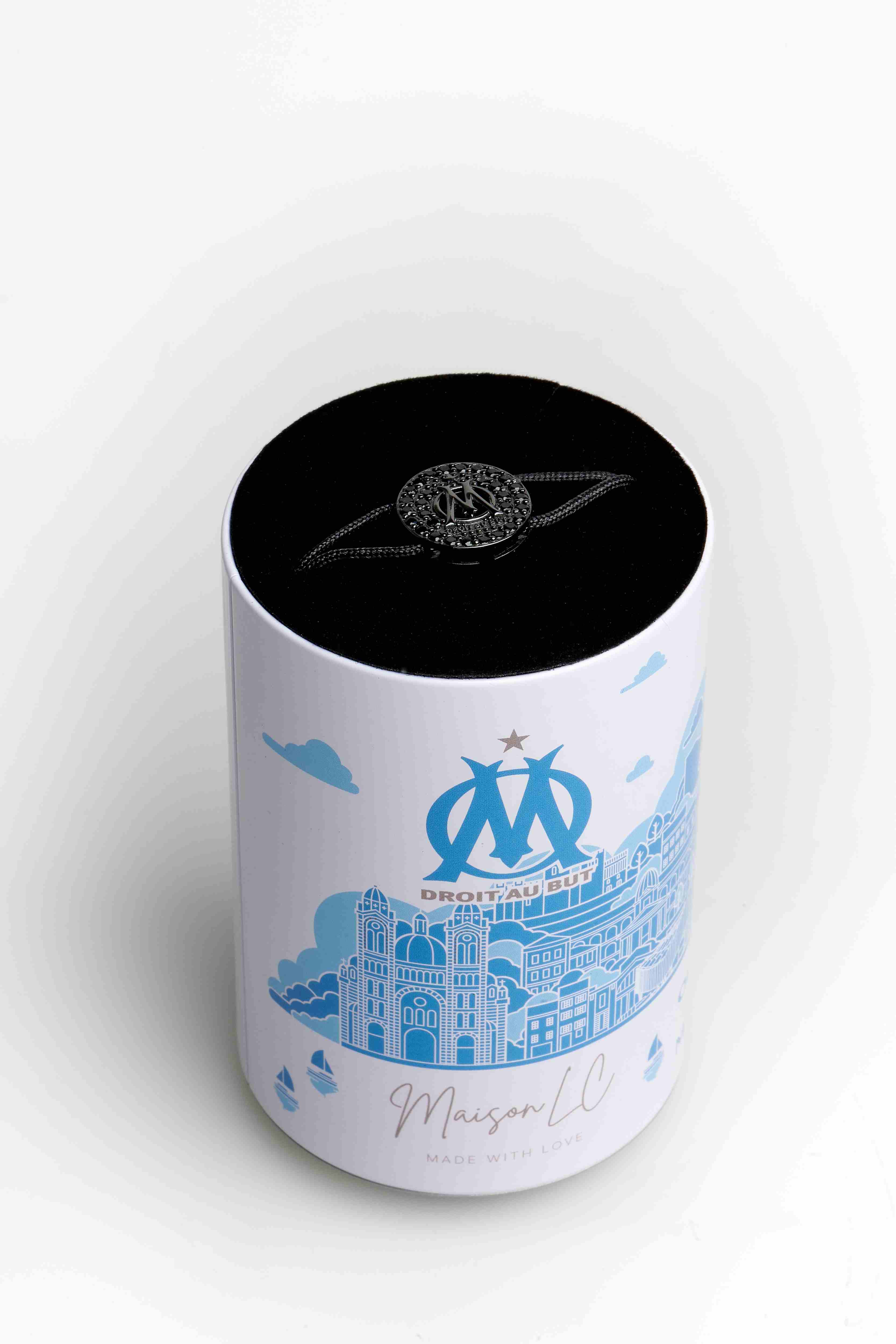 Bracelet cordon So black Collection Olympique de Marseille