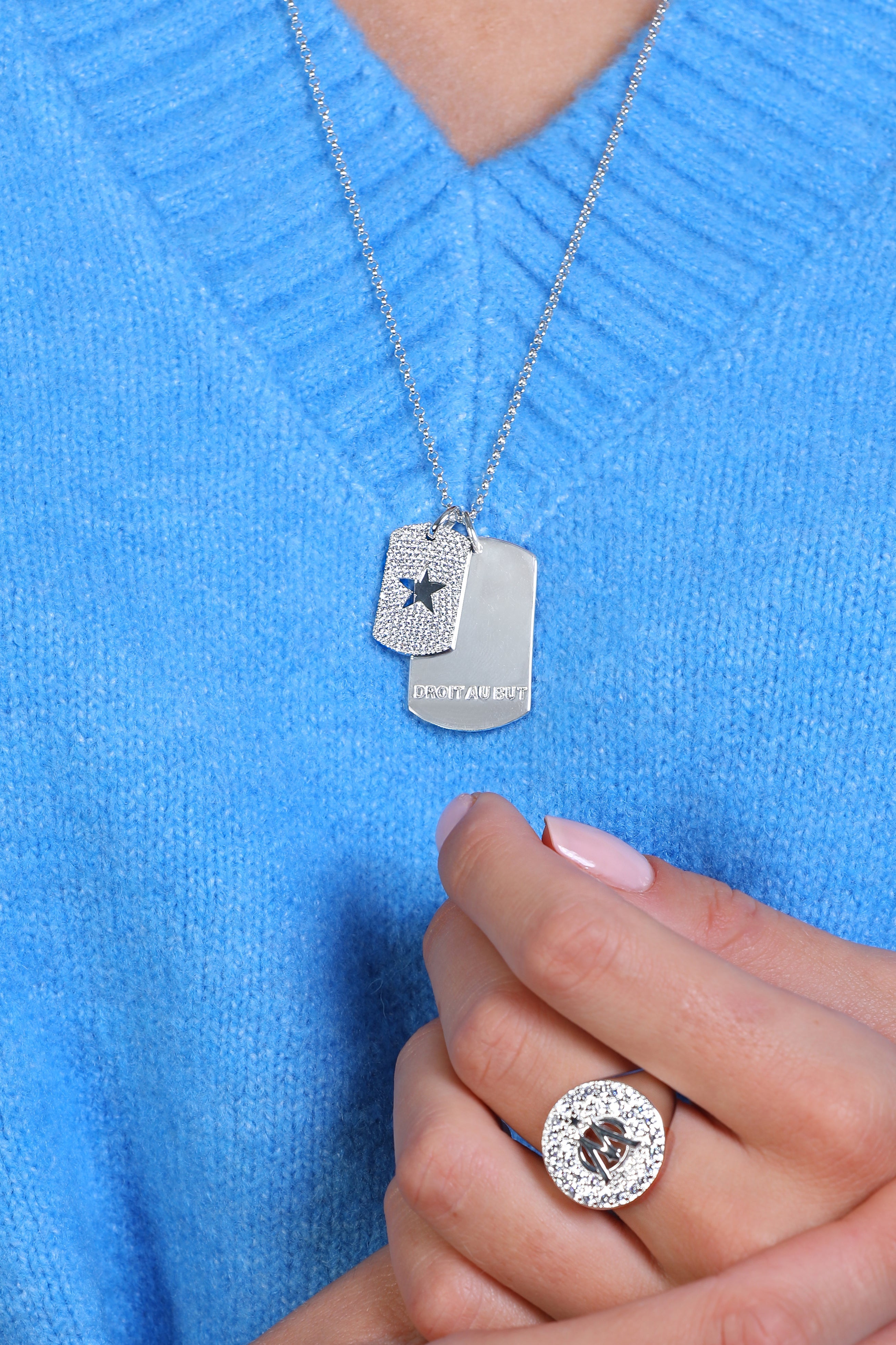 Collier double plaque argent Collection Olympique de Marseille