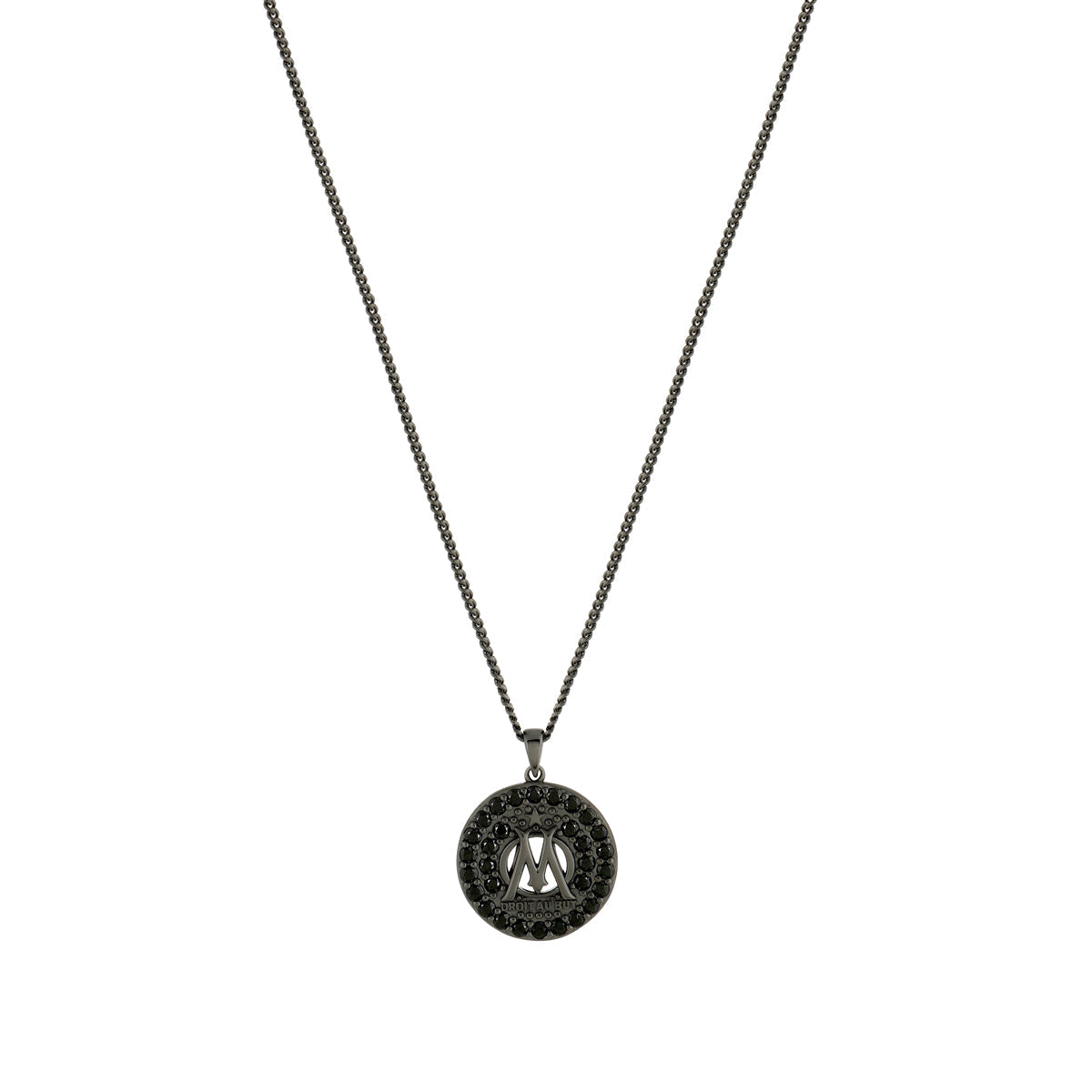 Collier pendentif rond So black Collection Olympique de Marseille