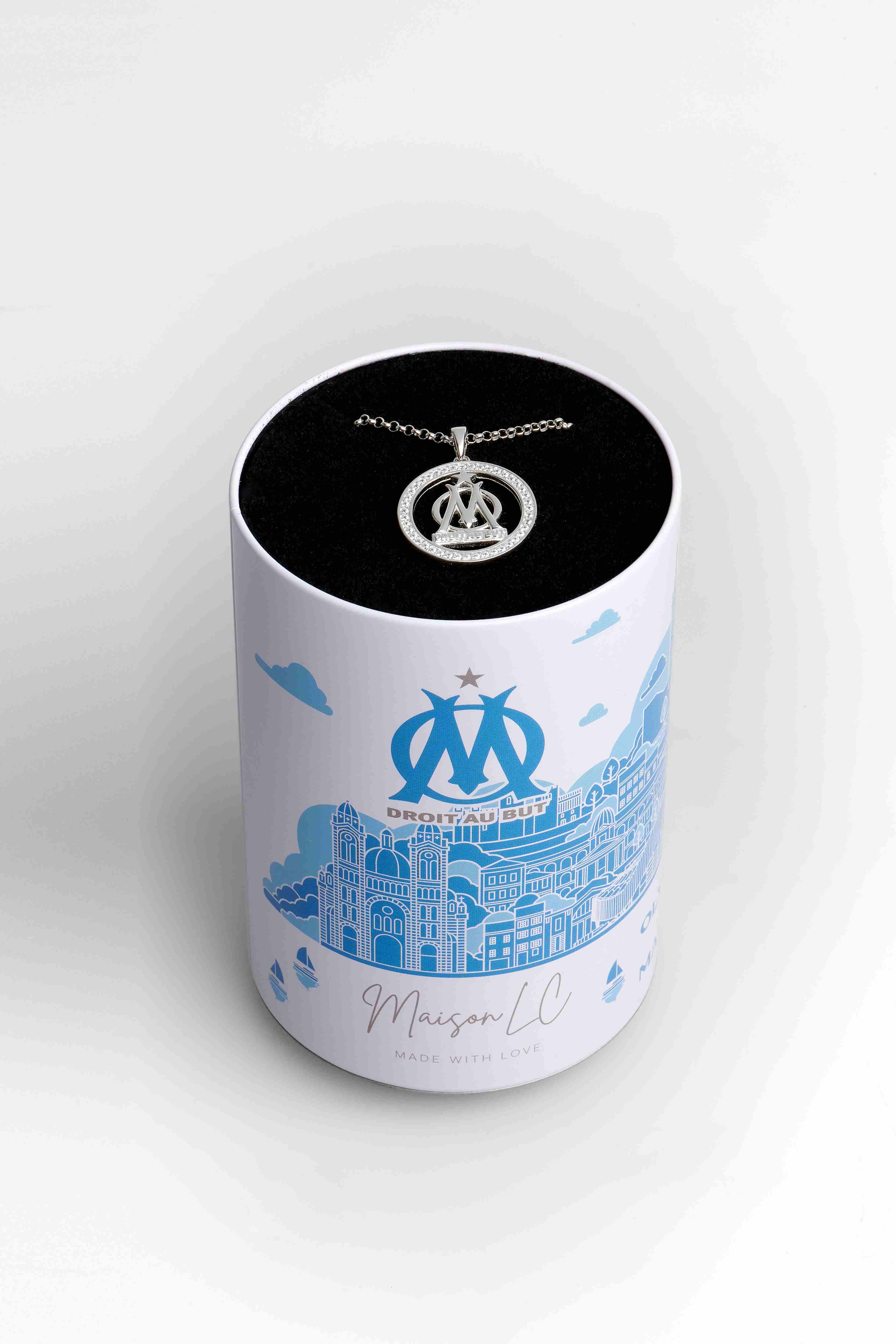 Collier pendentif rond argent Collection Olympique de Marseille